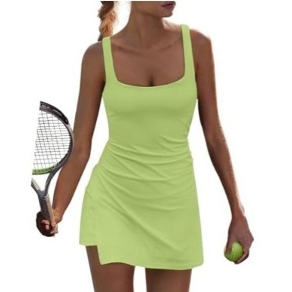 UNIANKIYA Tennis Dress with Built in Shorts Women S Green Golf Backless Summer